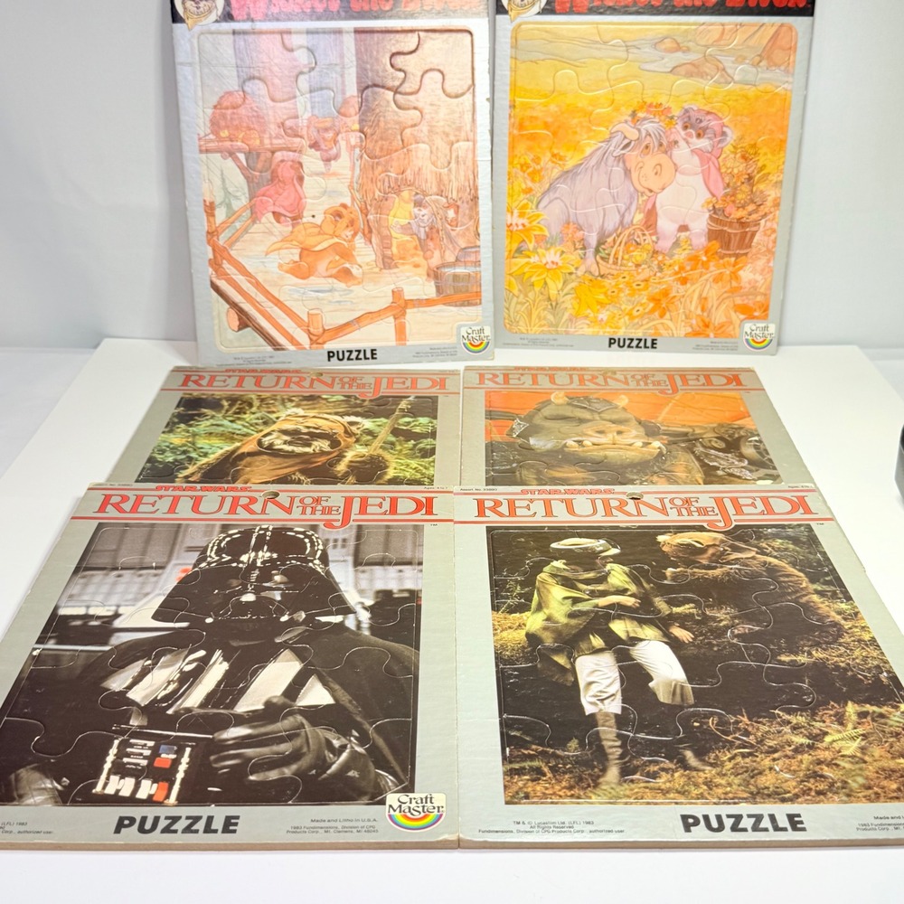 Vintage 1983 Star Wars Return of the Jedi Tray Puzzle Lot Craft Master Ewoks 6pc